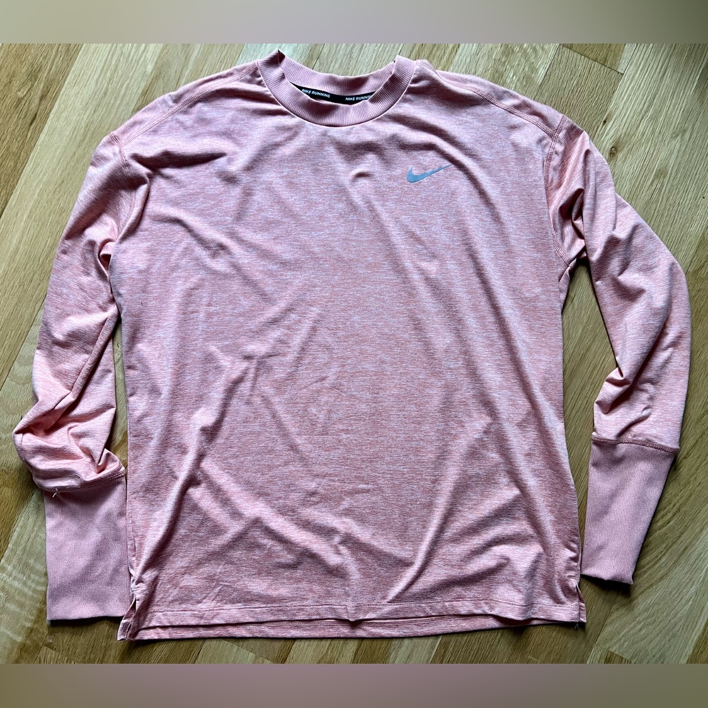 Nike Women's Element Long Sleeve Running Shirt, Orange, Size Large